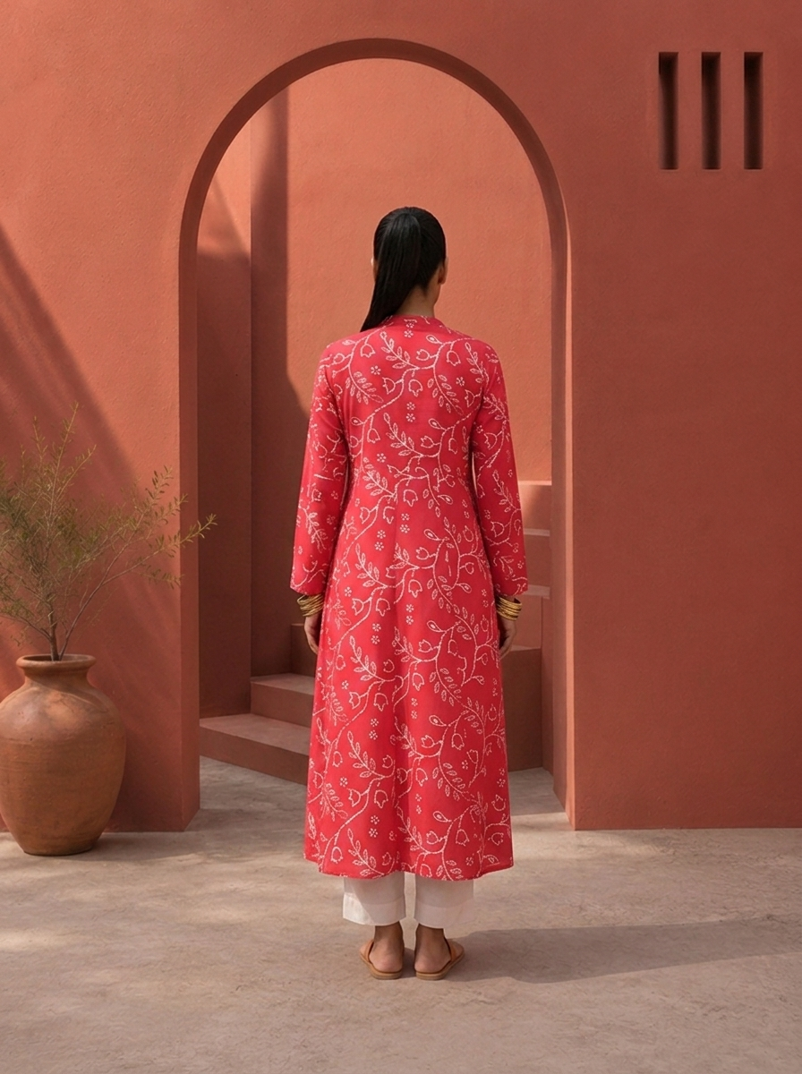 Rani Rayon Floral Jaali Printed Kurta