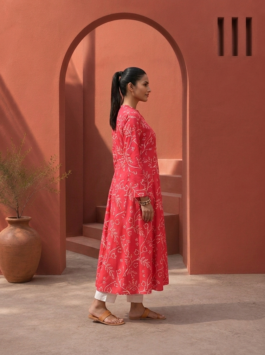 Rani Rayon Floral Jaali Printed Kurta