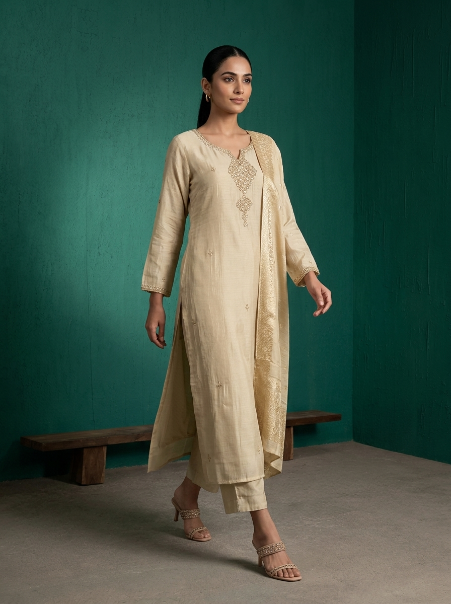 Grey Muslin Heavy Double Pendant Embroidered Three Piece Set