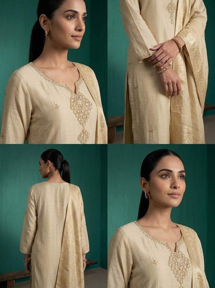 Grey Muslin Heavy Double Pendant Embroidered Three Piece Set