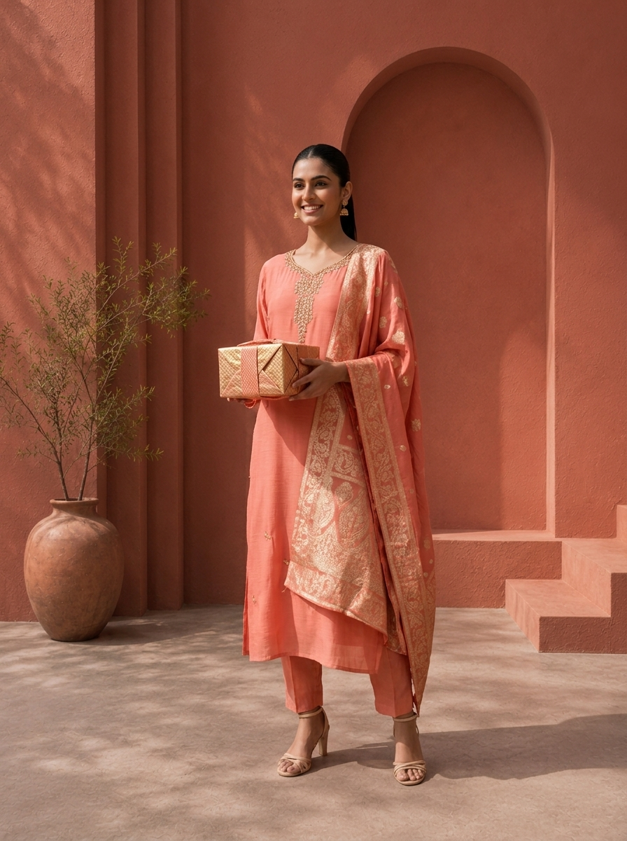 Onion Muslin Zardozi Stone Embroidered Three Piece Set