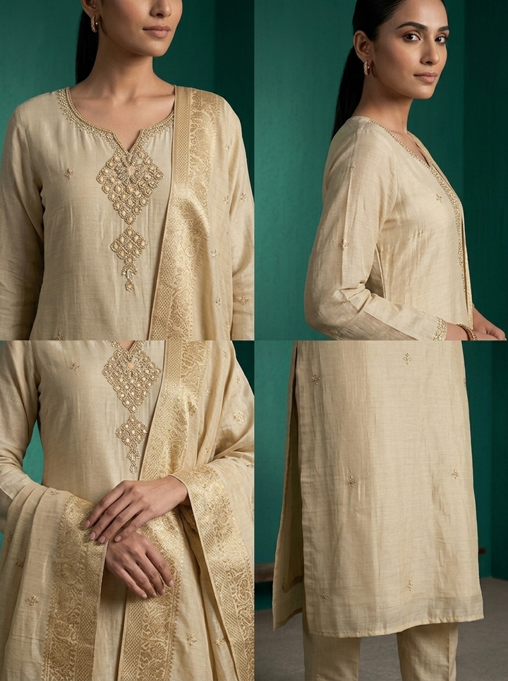 Grey Muslin Heavy Double Pendant Embroidered Three Piece Set