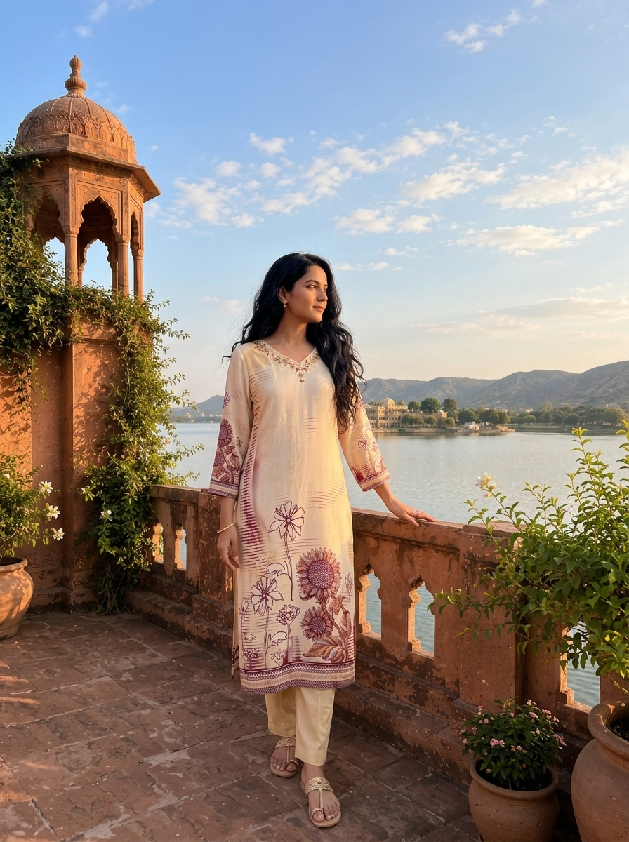 Wine Rayon Bagru Block Printed Three Piece Set
