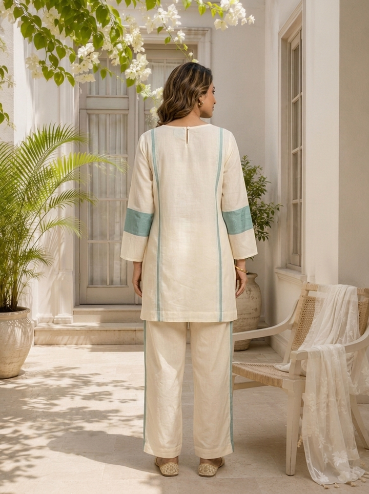 Sea Green Organza Mandala Motifs Embroidered Two Piece Set