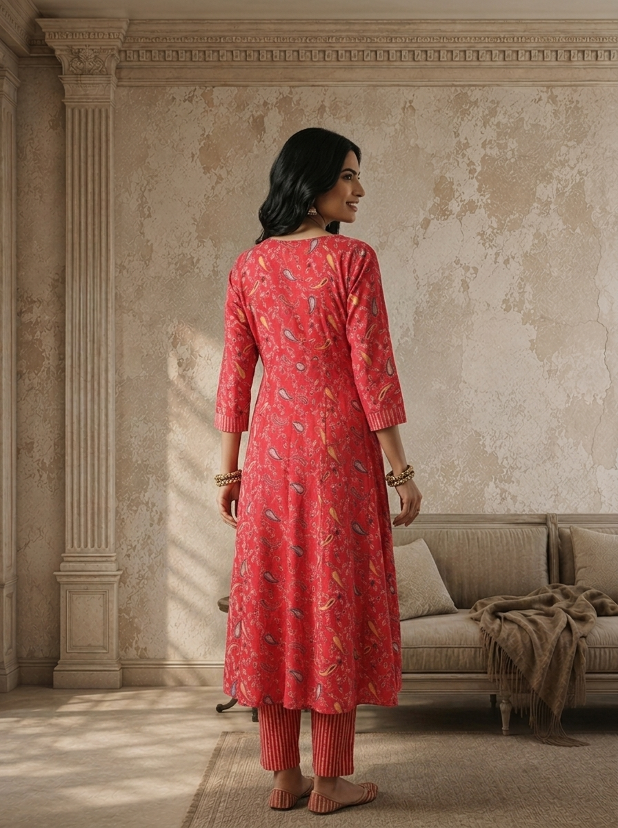 Rani Muslin Paisley Printed Three Piece Set