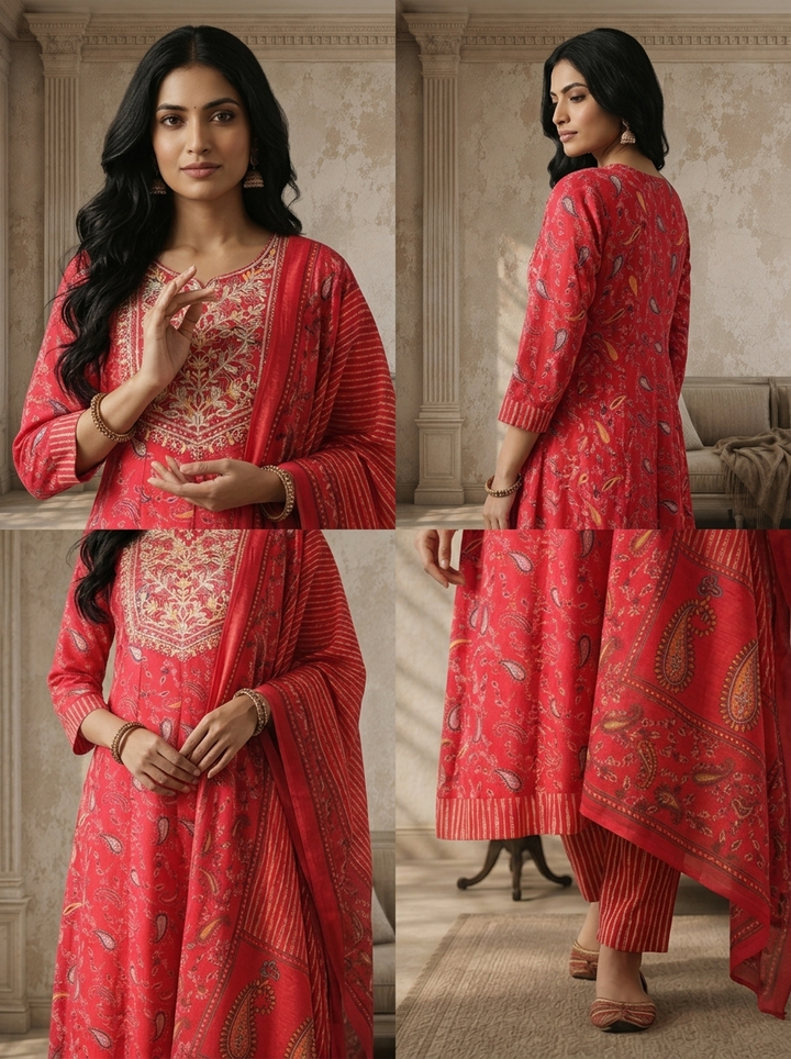 Rani Muslin Paisley Printed Three Piece Set