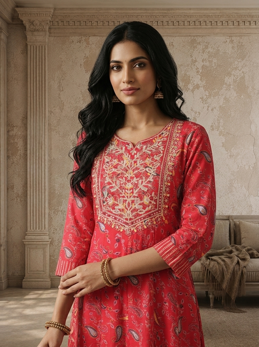 Rani Muslin Paisley Printed Three Piece Set