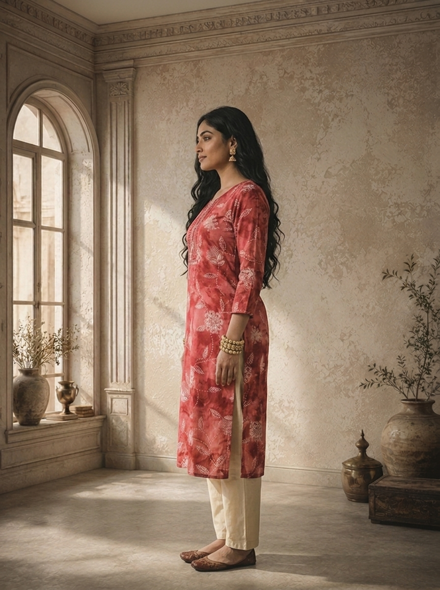 Onion Rayon Floral And Ethnic Printed Kurta