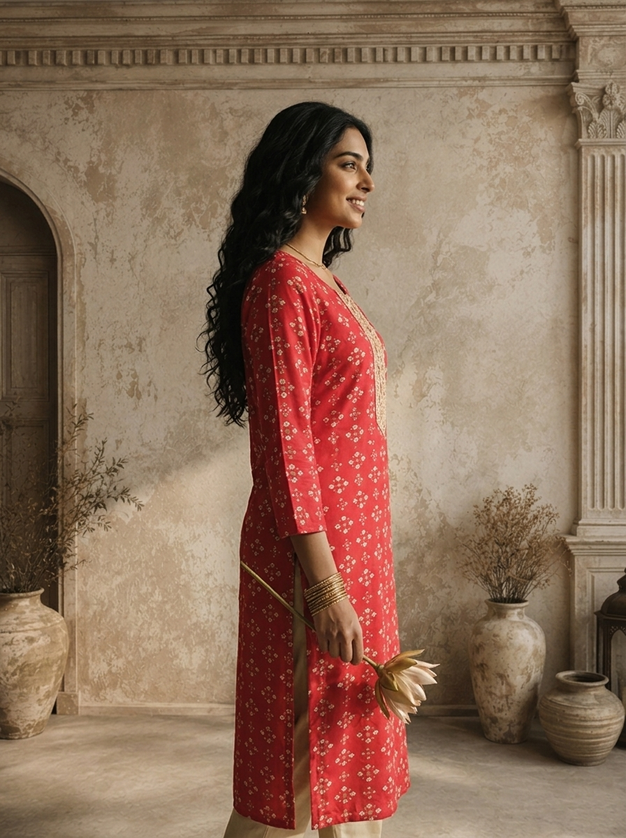Magenta Rayon Diamond Jaal Printed Kurta