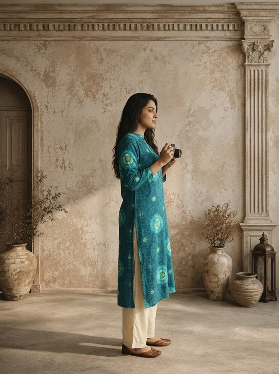 Rama Rayon Circular Motif Printed Kurta