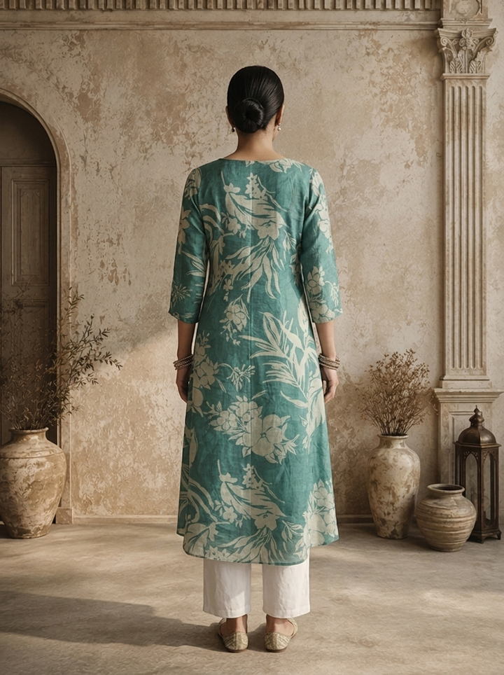 Rama Muslin Tropical Botanical Printed Kurta