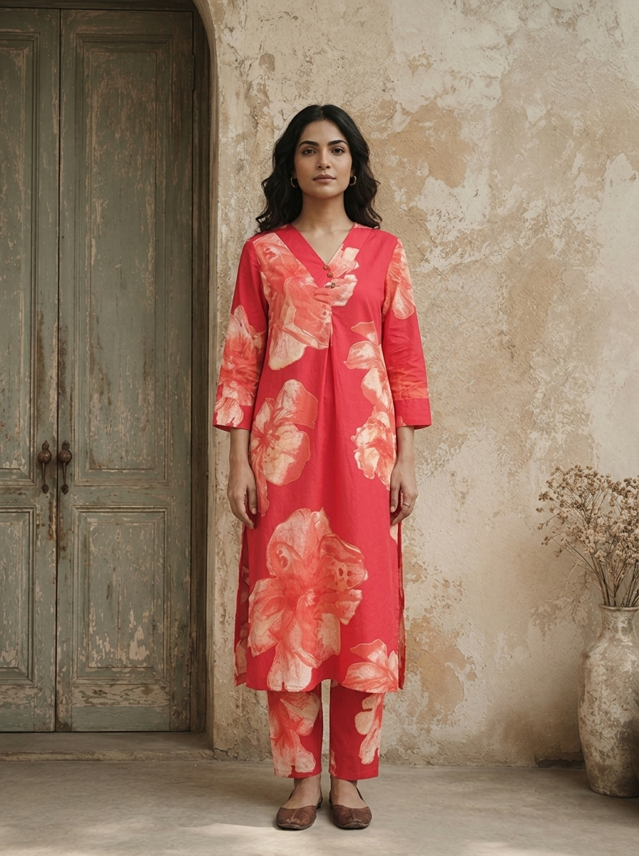 Rani Cotton Large Floral Printed Two Piece Set