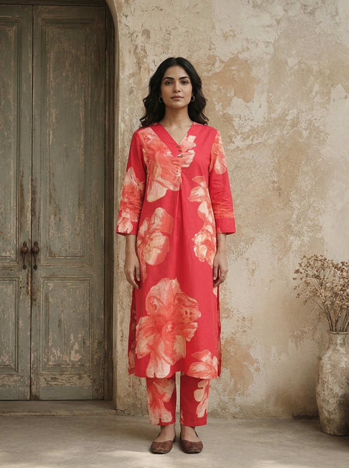 Rani Cotton Large Floral Printed Two Piece Set