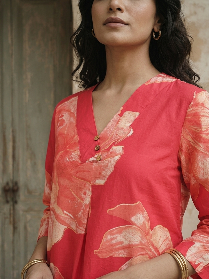 Rani Cotton Large Floral Printed Two Piece Set