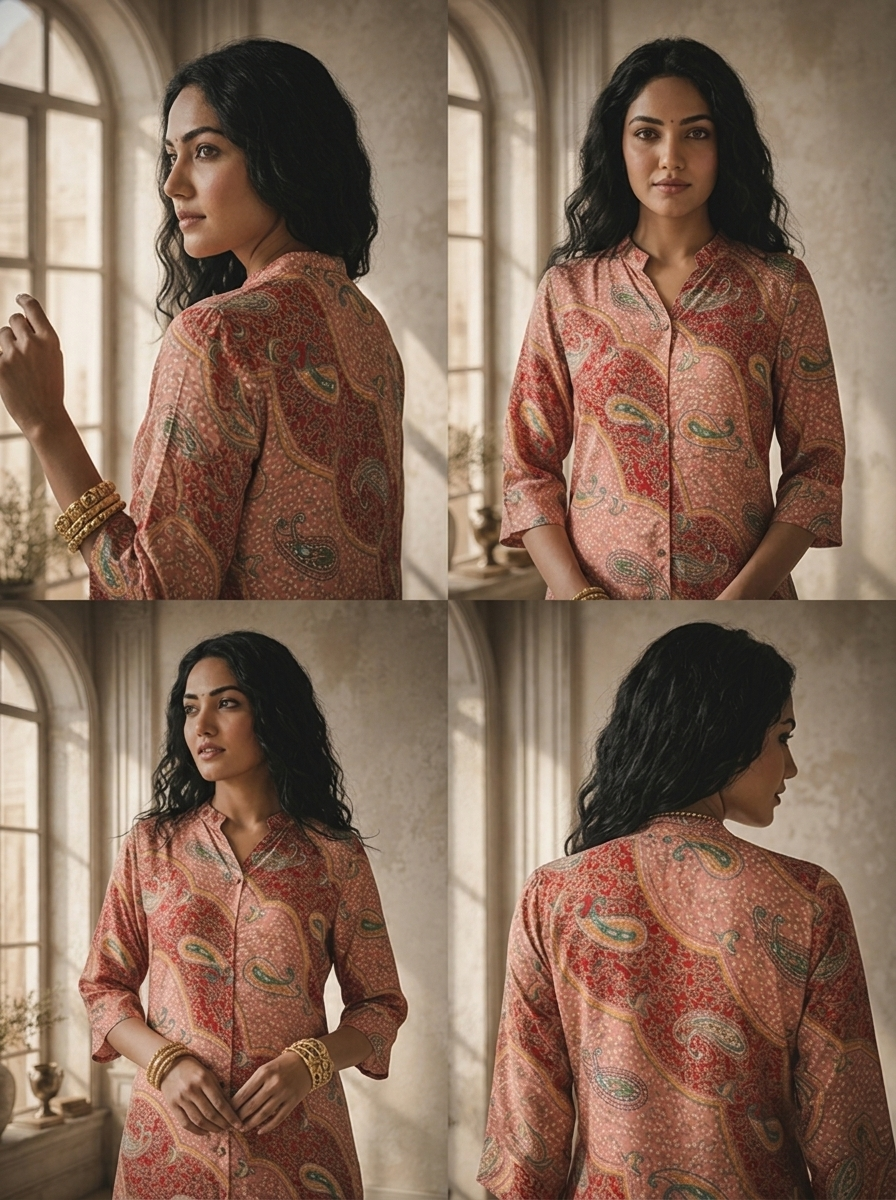 Peach Modal Kairi Printed Kurta