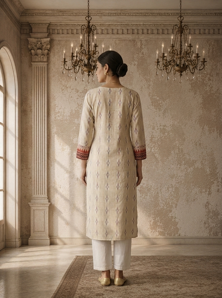 Rust Cotton Ajrakh Patch Printed Kurta