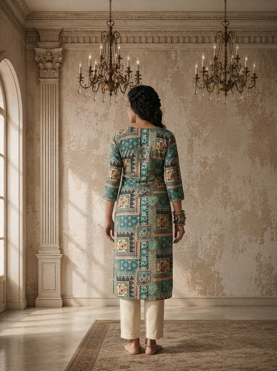 Rama Rayon Patchwork Printed Kurta