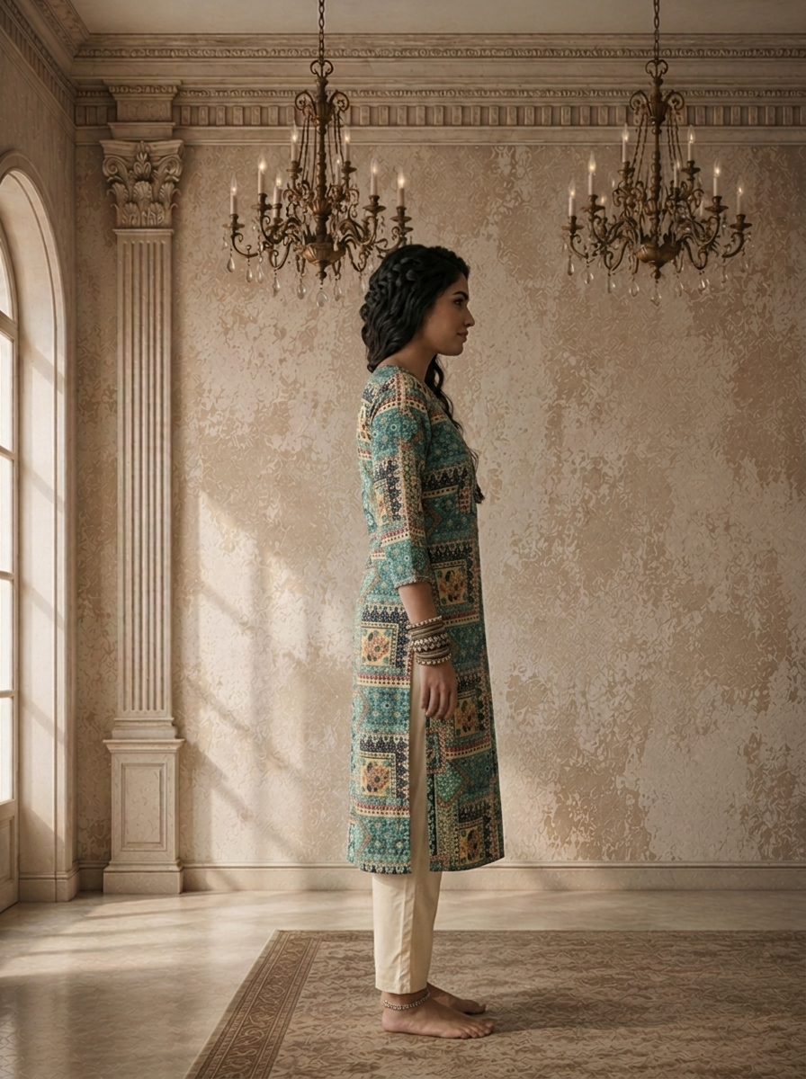 Rama Rayon Patchwork Printed Kurta