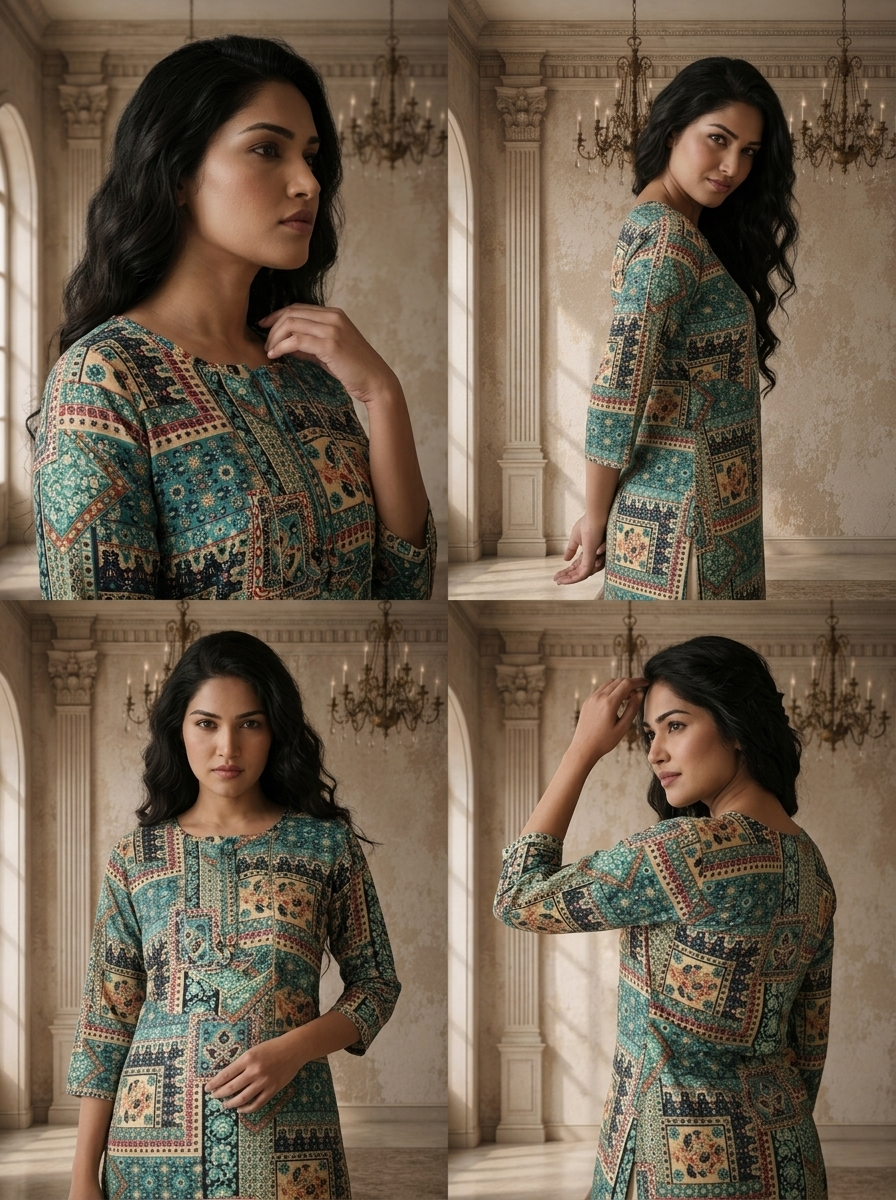 Rama Rayon Patchwork Printed Kurta