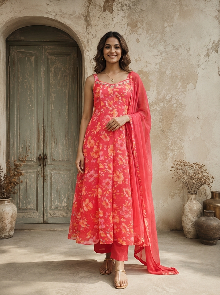 Rani Chinon Bloom Printed Three Piece Set