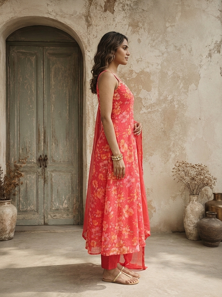 Rani Chinon Bloom Printed Three Piece Set