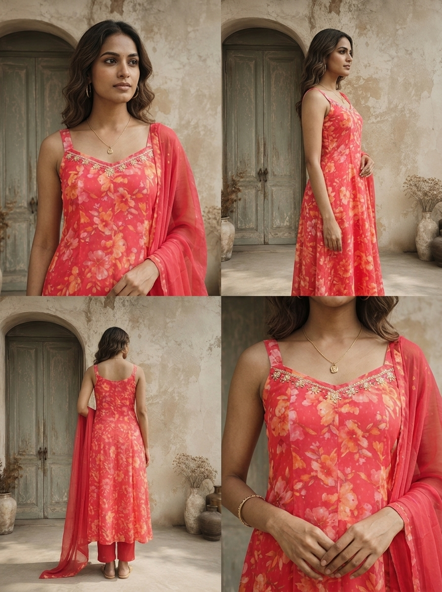Rani Chinon Bloom Printed Three Piece Set