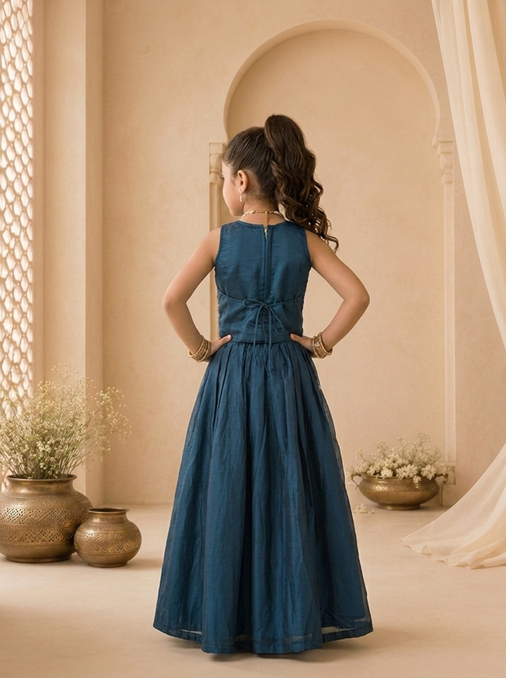 Rama Georgette Multicolor Floral Sequins Embroidered Ghagra Set