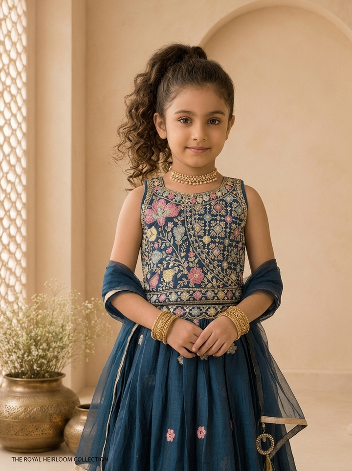 Rama Georgette Multicolor Floral Sequins Embroidered Ghagra Set