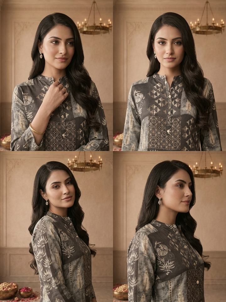 Graphit Crepe Patchwork Box Printed Short Kurta