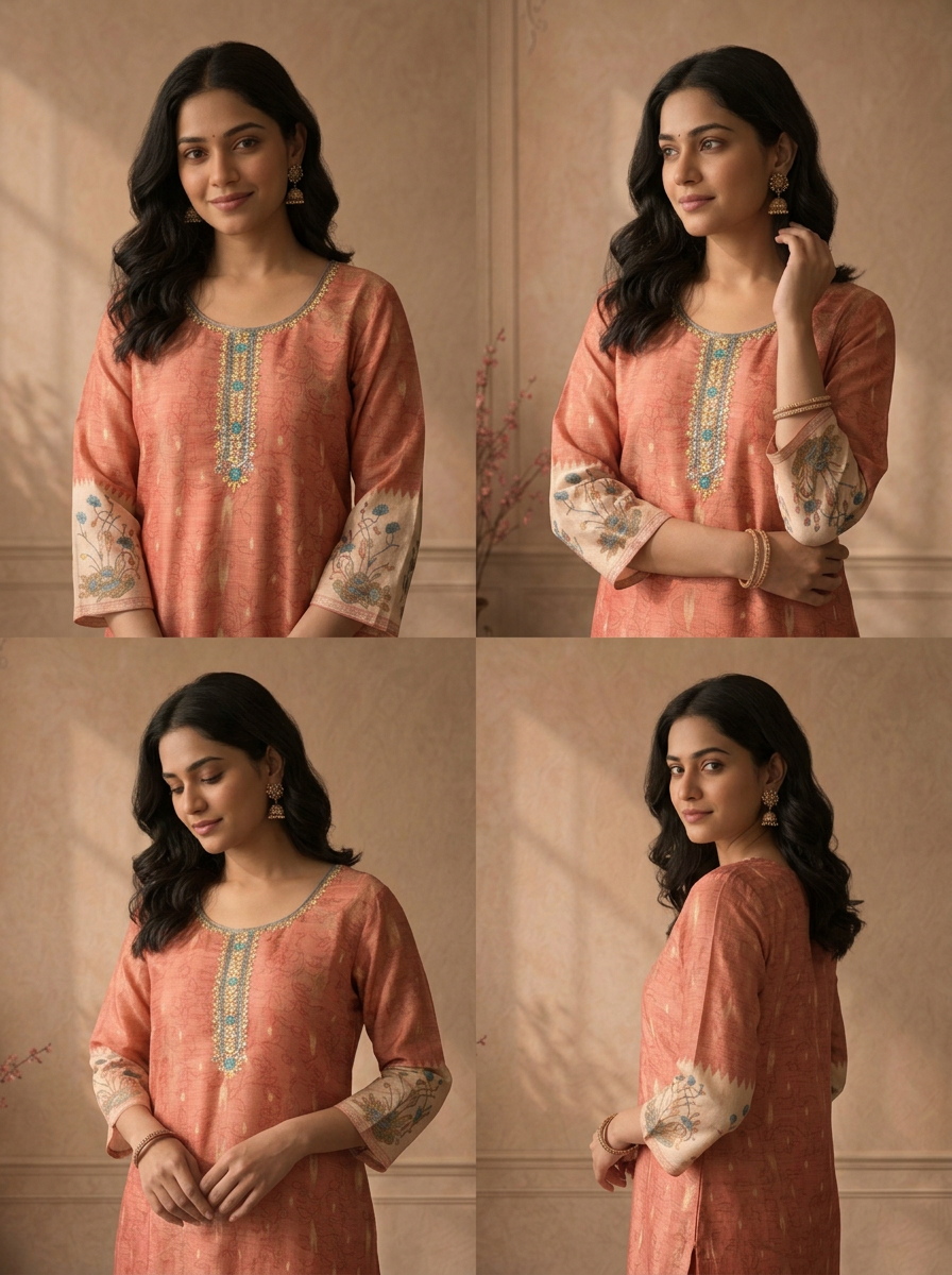 Rust Tissue Chintz Floral Printed Three Piece Set