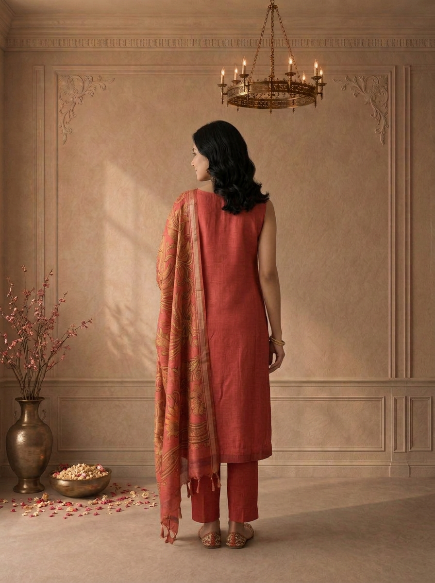 Gajari Silk Batik Floral Printed Three Piece Set