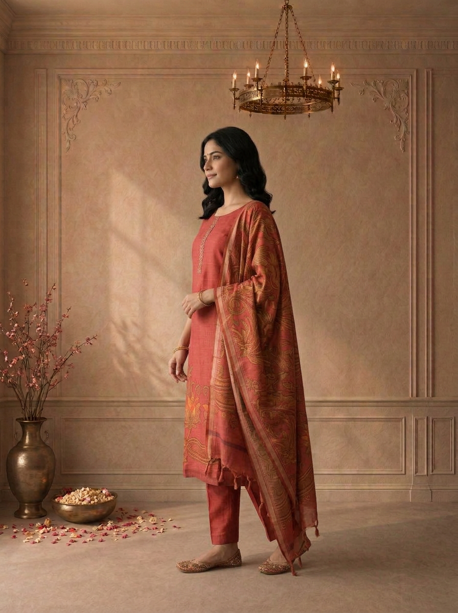 Gajari Silk Batik Floral Printed Three Piece Set