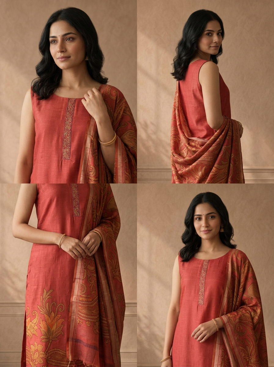 Gajari Silk Batik Floral Printed Three Piece Set