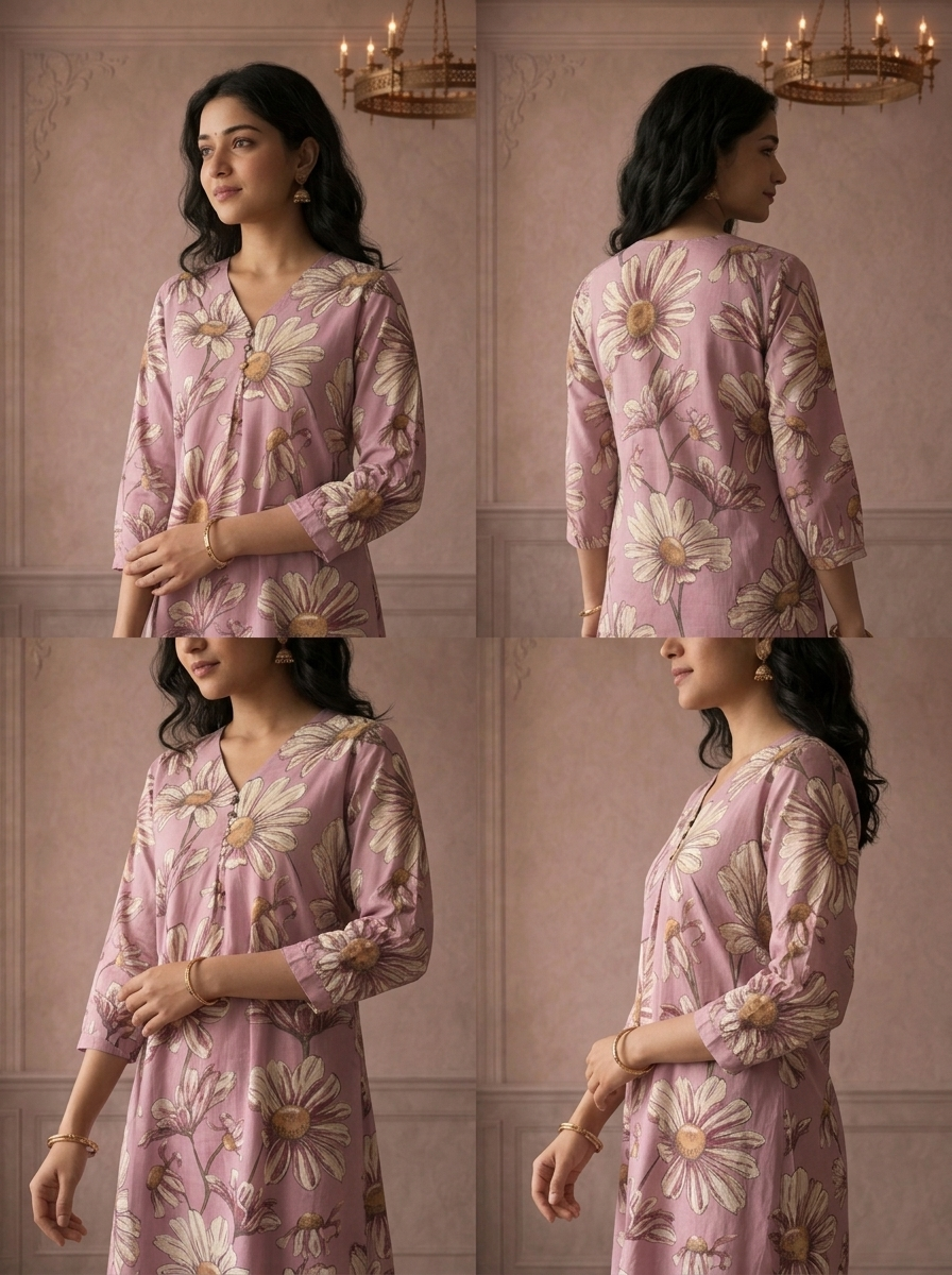 Lilac Cotton Big Daisy Printed Two Piece Set