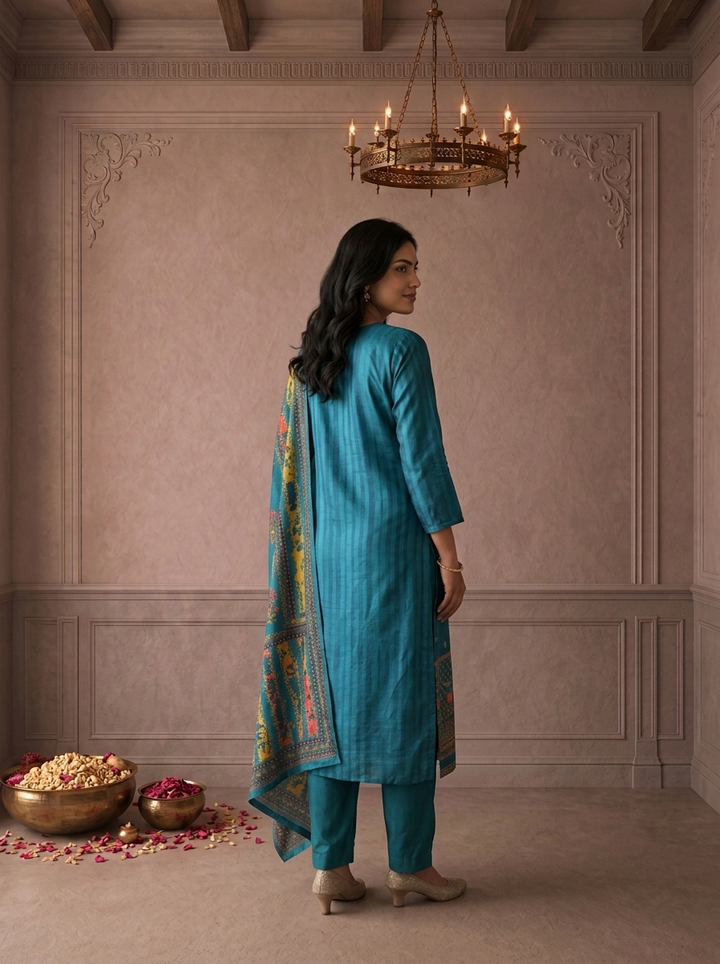 Rama Muslin Floral Buti Printed Three Piece Set