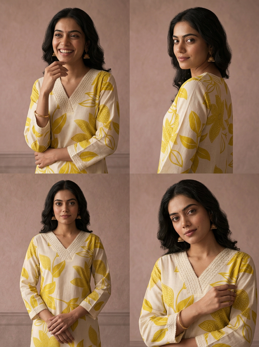 Lime Cotton Tropical Leaf Printed Two Piece Set