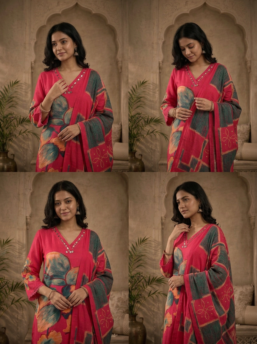 Rani Linen Large Floral Printed Three Piece Set