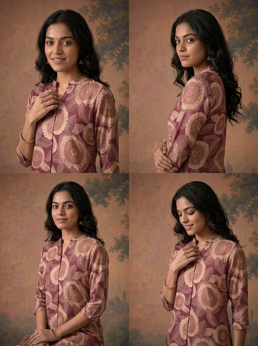 Wine Modal Floral Sunflower Printed Kurta