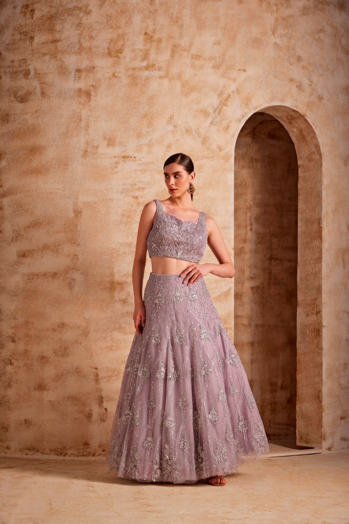 Neerus Women Lilac Color Nett Fabric Ghagra Set