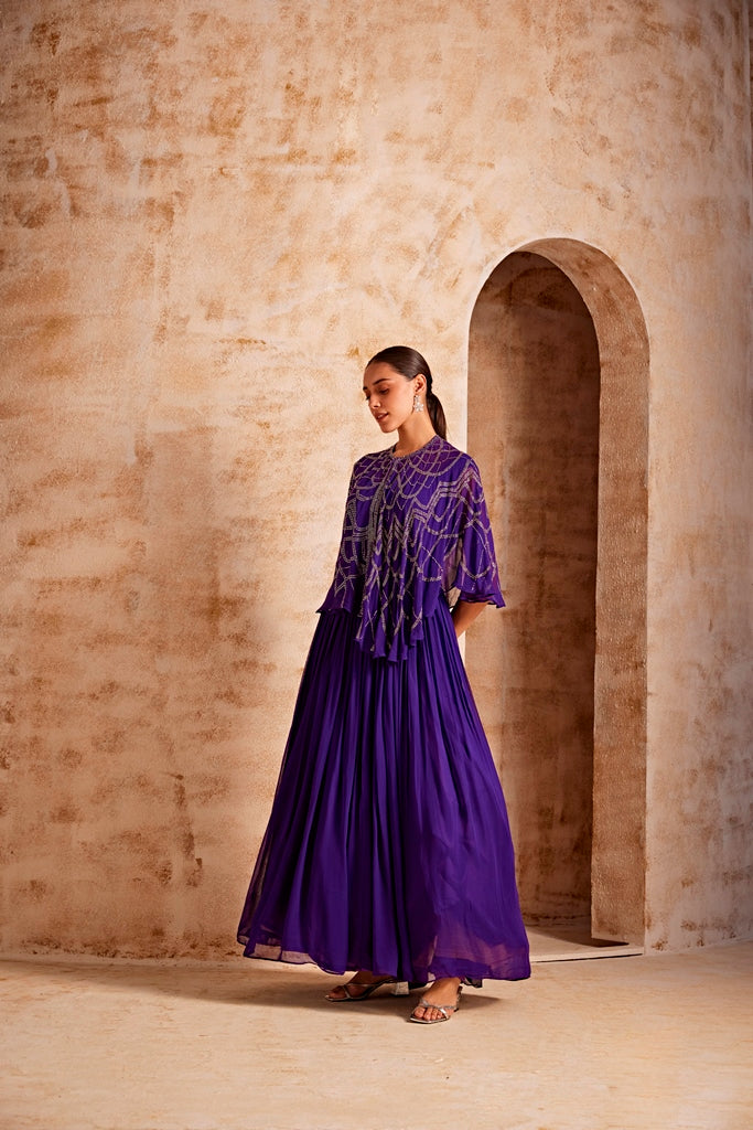 Neerus Women Lavender Color Georgette Fabric Ghagra Set