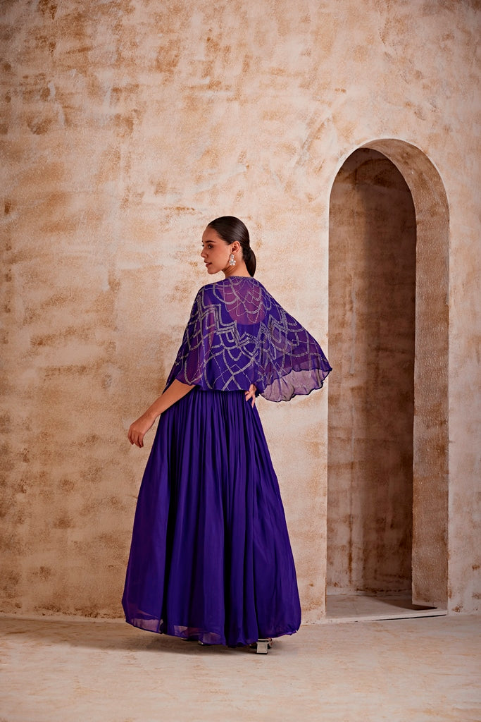 Neerus Women Lavender Color Georgette Fabric Ghagra Set