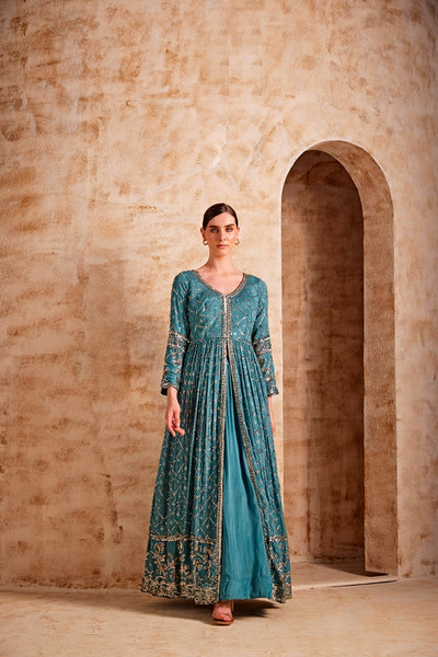 NEERU'S BLUE COLOR CREPE FABRIC DRESSS