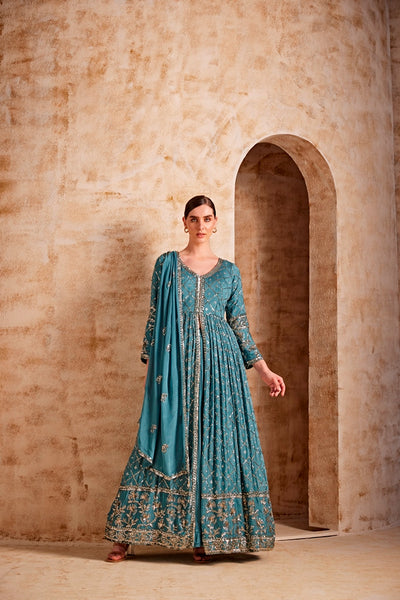 NEERU'S BLUE COLOR CREPE FABRIC DRESSS