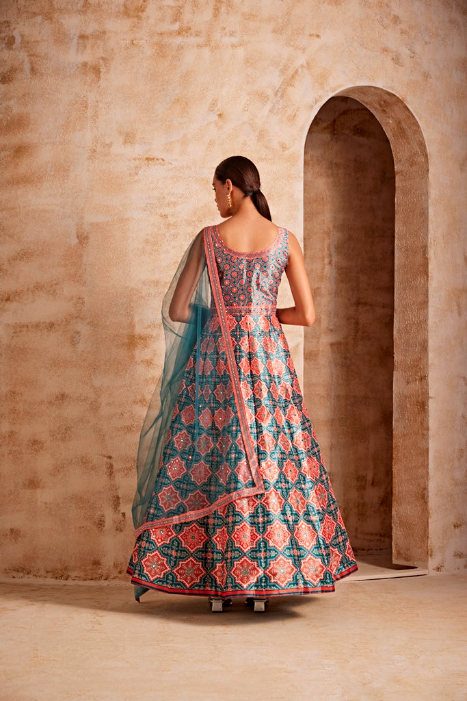 Neerus Women Sea Green Color Suit Set