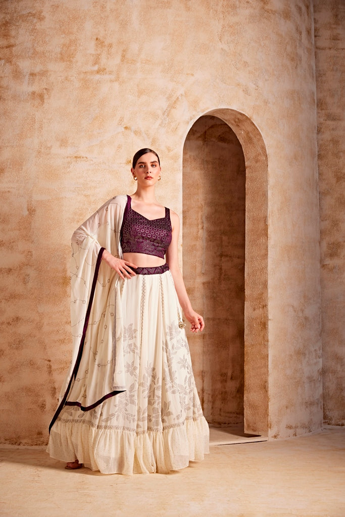 Neerus Women Maroon Colour Ghagra Set