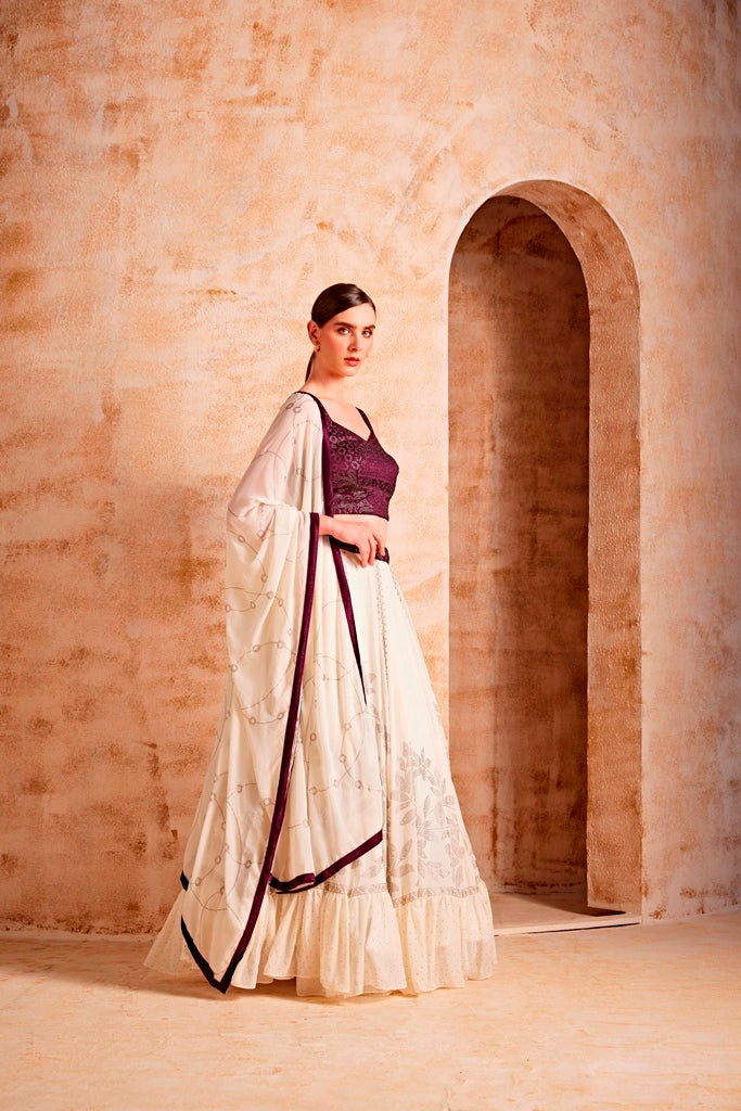 Neerus Women Maroon Colour Ghagra Set