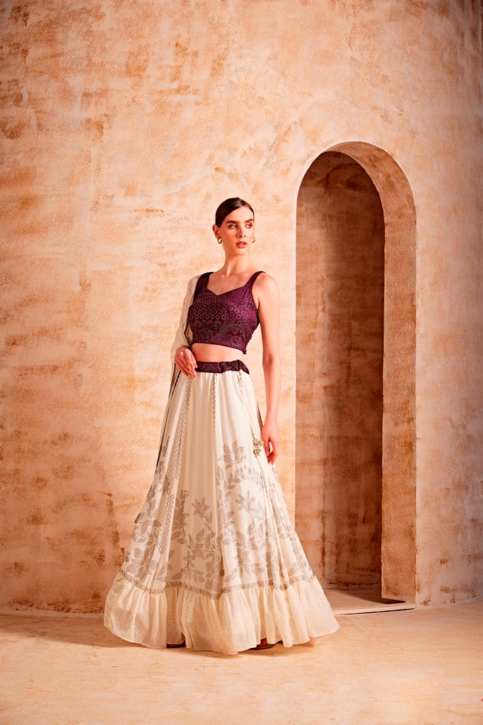 Neerus Women Maroon Colour Ghagra Set