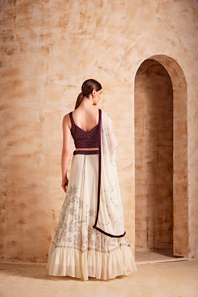 Neerus Women Maroon Colour Ghagra Set