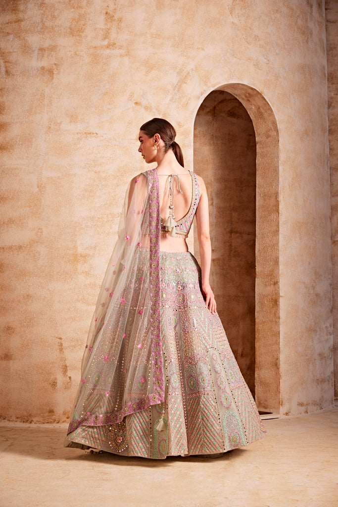 Neerus Sea Green Color Nett Fabric Ghagra Set