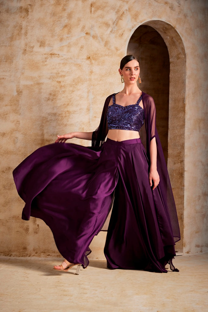 Neerus Women Lavender Colour Suit Set